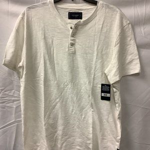 Lucky Brand Mens White Worn Wash Henley Neck Casual Short Sleeve T Shirt Size L